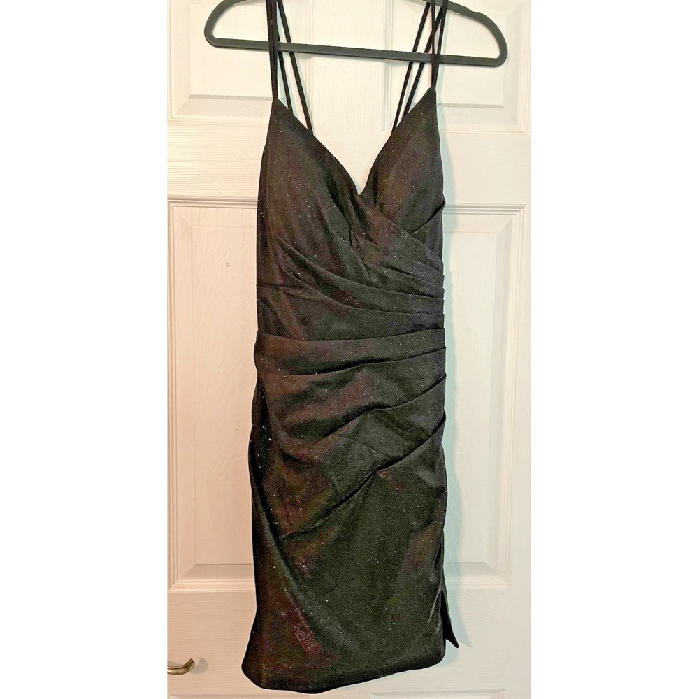 New Eureka formal dress women's sz XL baby‎ doll black sparkle lined mini sexy